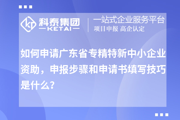 如何申請廣東省專精特新中小企業(yè)資助，申報步驟和申請書填寫技巧是什么？