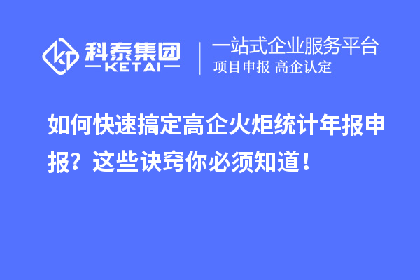 如何快速搞定高企火炬統(tǒng)計(jì)年報(bào)申報(bào)？這些訣竅你必須知道！
