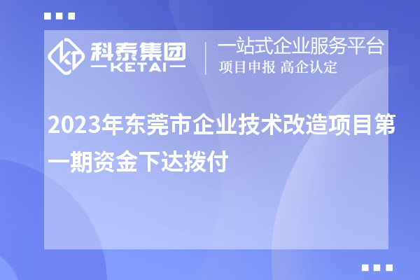 2023年東莞市企業(yè)技術(shù)改造項目第一期資金下達(dá)撥付