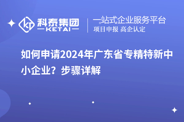 如何申請(qǐng)2024年廣東省專(zhuān)精特新中小企業(yè)？步驟詳解