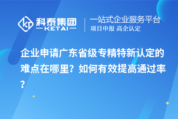 企業(yè)申請廣東省級專精特新認(rèn)定的難點(diǎn)在哪里？如何有效提高通過率？