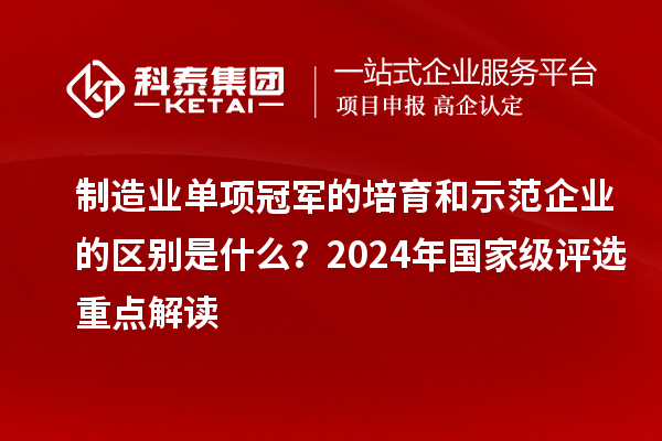 制造業(yè)單項冠軍的培育和示范企業(yè)的區(qū)別是什么？2024年國家級評選重點解讀