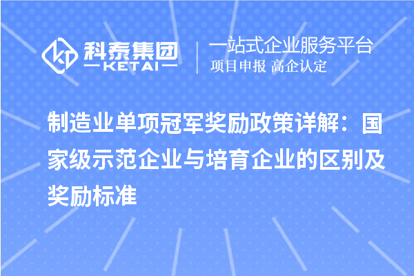 制造業(yè)單項冠軍獎勵政策詳解：國家級示范企業(yè)與培育企業(yè)的區(qū)別及獎勵標(biāo)準(zhǔn)