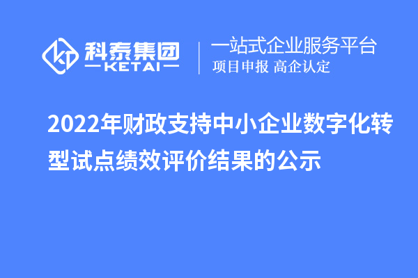 2022年財(cái)政支持中小企業(yè)數(shù)字化轉(zhuǎn)型試點(diǎn)績效評(píng)價(jià)結(jié)果的公示