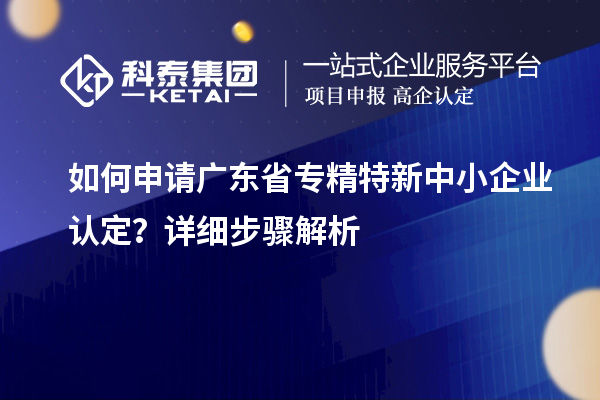 如何申請廣東省專精特新中小企業(yè)認定？詳細步驟解析