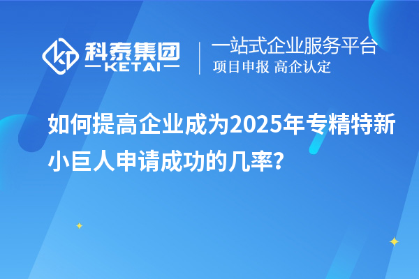 如何提高企業(yè)成為2025年專精特新小巨人申請成功的幾率？