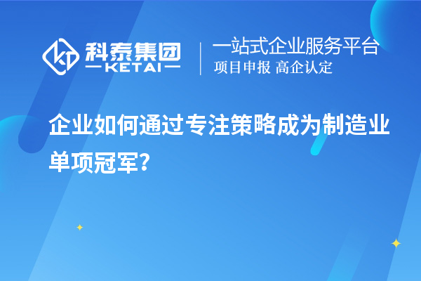 企業(yè)如何通過(guò)專注策略成為制造業(yè)單項(xiàng)冠軍？