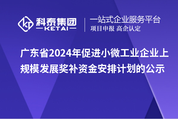 廣東省2024年促進(jìn)小微工業(yè)企業(yè)上規(guī)模發(fā)展獎補(bǔ)資金安排計(jì)劃的公示