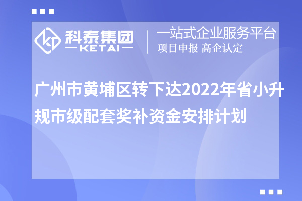 廣州市黃埔區(qū)轉下達2022年省小升規(guī)市級配套獎補資金安排計劃