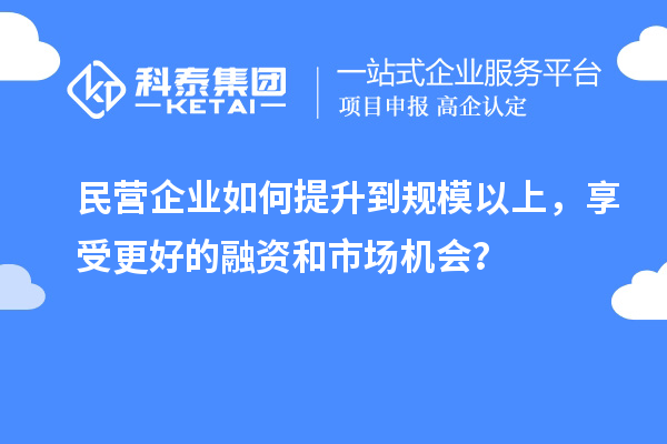 民營企業(yè)如何提升到規(guī)模以上，享受更好的融資和市場機(jī)會？