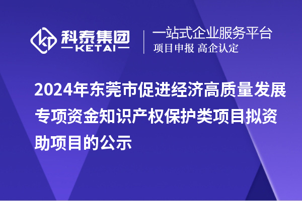 2024年東莞市促進(jìn)經(jīng)濟(jì)高質(zhì)量發(fā)展專項資金知識產(chǎn)權(quán)保護(hù)類項目擬資助項目的公示