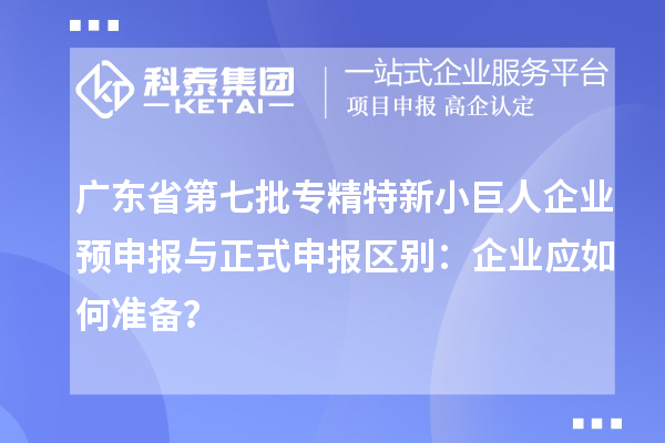 廣東省第七批專精特新小巨人企業(yè)預(yù)申報與正式申報區(qū)別：企業(yè)應(yīng)如何準備？