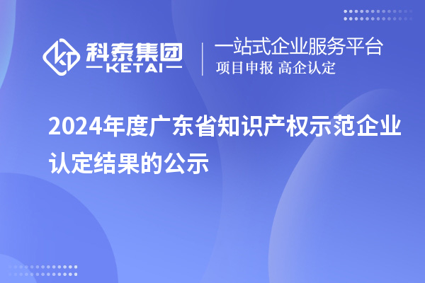 2024年度廣東省知識(shí)產(chǎn)權(quán)示范企業(yè)認(rèn)定結(jié)果的公示