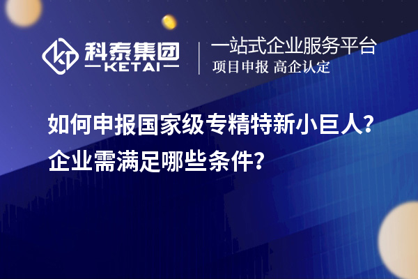 如何申報國家級專精特新小巨人？企業(yè)需滿足哪些條件？