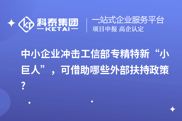 中小企業(yè)沖擊工信部專精特新 “小巨人”，可借助哪些外部扶持政策?