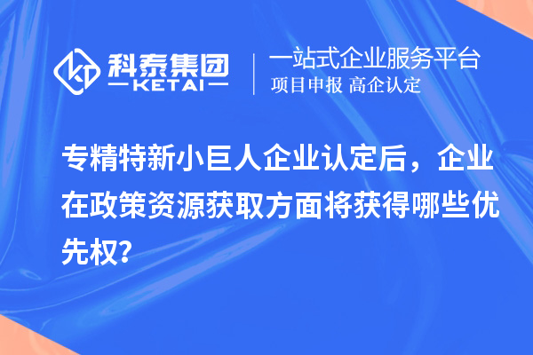 專精特新小巨人企業(yè)認定后，企業(yè)在政策資源獲取方面將獲得哪些優(yōu)先權？