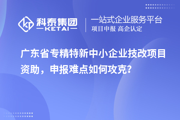 廣東省專精特新中小企業(yè)技改項目資助，申報難點如何攻克？