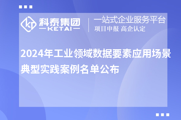 2024年工業(yè)領(lǐng)域數(shù)據(jù)要素應(yīng)用場(chǎng)景典型實(shí)踐案例名單公布