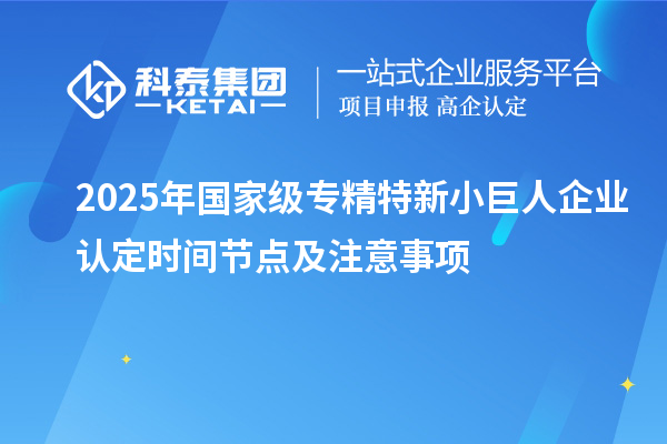 2025年國(guó)家級(jí)專精特新小巨人企業(yè)認(rèn)定時(shí)間節(jié)點(diǎn)及注意事項(xiàng)