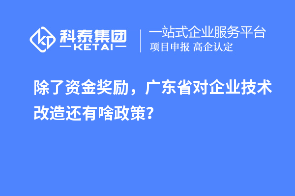 除了資金獎勵，廣東省對企業(yè)技術(shù)改造還有啥政策？