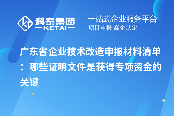廣東省企業(yè)技術(shù)改造申報(bào)材料清單：哪些證明文件是獲得專項(xiàng)資金的關(guān)鍵