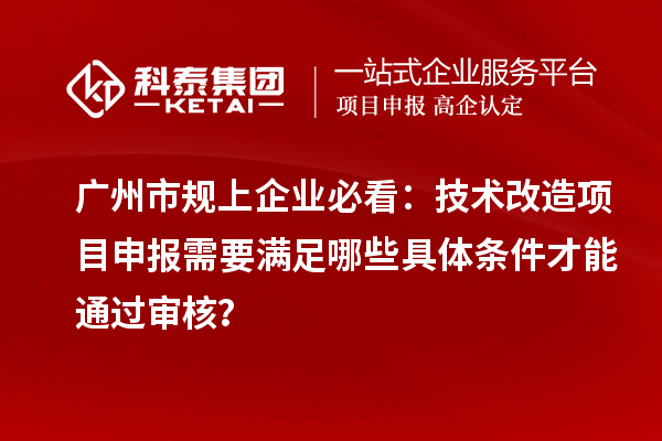 廣州市規(guī)上企業(yè)必看：技術改造項目申報需要滿足哪些具體條件才能通過審核？