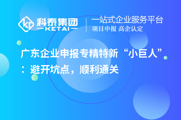 廣東企業(yè)申報專精特新 “小巨人”：避開坑點，順利通關(guān)