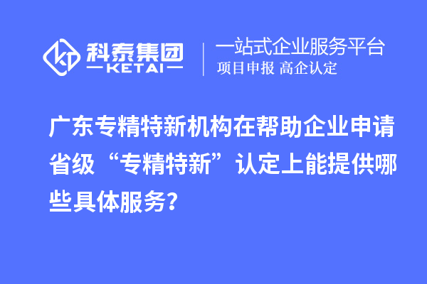 廣東專精特新機(jī)構(gòu)在幫助企業(yè)申請省級 “專精特新” 認(rèn)定上能提供哪些具體服務(wù)？
