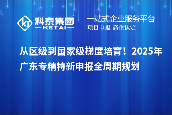 從區(qū)級到國家級梯度培育！2025年廣東專精特新申報(bào)全周期規(guī)劃