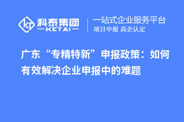 廣東“專精特新”申報(bào)政策：如何有效解決企業(yè)申報(bào)中的難題