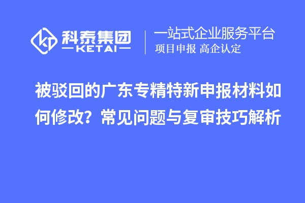 被駁回的廣東專精特新申報材料如何修改？常見問題與復審技巧解析