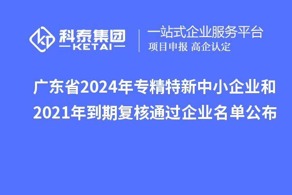 廣東省2024年專精特新中小企業(yè)和2021年到期復(fù)核通過企業(yè)名單公布
