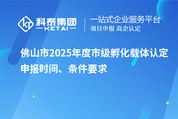 佛山市2025年度市級(jí)孵化載體認(rèn)定申報(bào)時(shí)間、條件要求