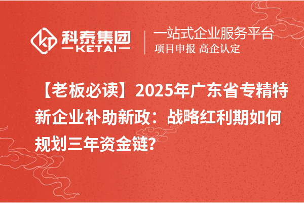 【老板必讀】2025年廣東省專精特新企業(yè)補(bǔ)助新政：戰(zhàn)略紅利期如何規(guī)劃三年資金鏈？