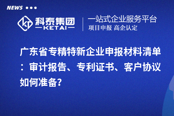 廣東省專精特新企業(yè)申報材料清單：審計報告、專利證書、客戶協(xié)議如何準備？