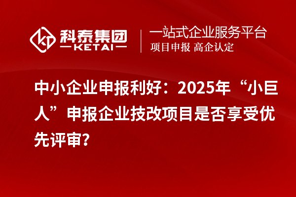 中小企業(yè)申報利好：2025年“小巨人”申報企業(yè)技改項目是否享受優(yōu)先評審？