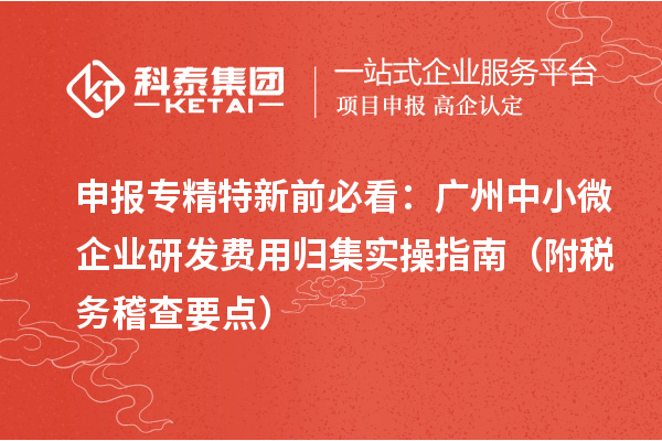申報專精特新前必看:廣州中小微企業(yè)研發(fā)費用歸集實操指南(附稅務(wù)稽查要點)