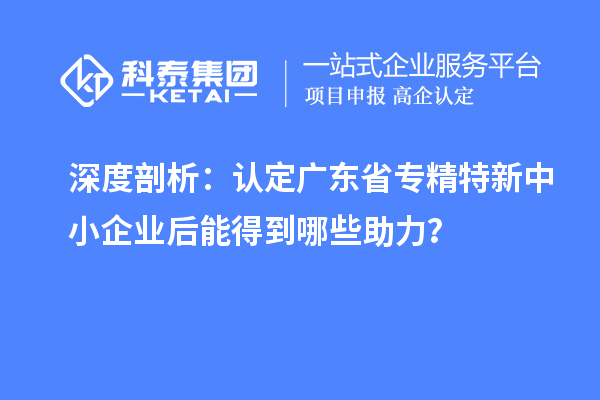 深度剖析：認(rèn)定廣東省專精特新中小企業(yè)后能得到哪些助力？