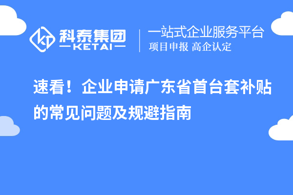 速看！企業(yè)申請廣東省首臺套補(bǔ)貼的常見問題及規(guī)避指南