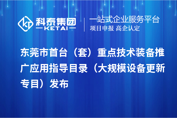 東莞市首臺（套）重點技術裝備推廣應用指導目錄（大規(guī)模設備更新專目）發(fā)布