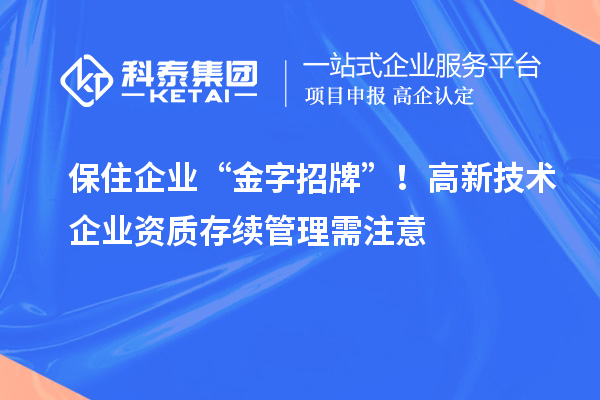 保住企業(yè) “金字招牌”！高新技術企業(yè)資質存續(xù)管理需注意
