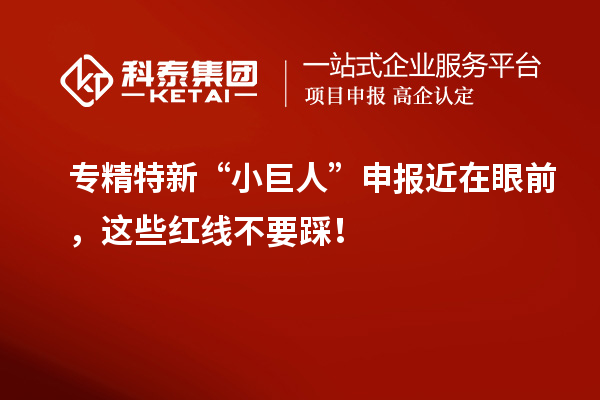 專精特新“小巨人”申報(bào)近在眼前，這些紅線不要踩！