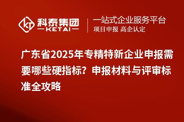 廣東省2025年專(zhuān)精特新企業(yè)申報(bào)需要哪些硬指標(biāo)？申報(bào)材料與評(píng)審標(biāo)準(zhǔn)全攻略