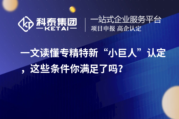 一文讀懂專精特新“小巨人”認(rèn)定，這些條件你滿足了嗎？