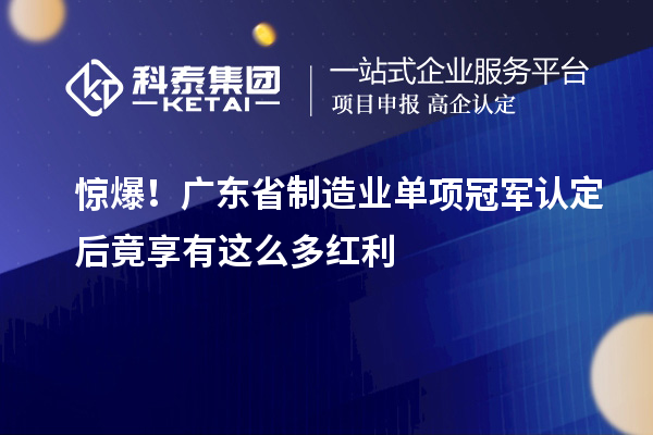 驚爆！廣東省制造業(yè)單項冠軍認定后竟享有這么多紅利