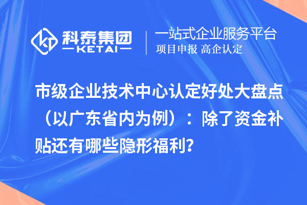 市級企業(yè)技術中心認定好處大盤點（以廣東省內(nèi)為例）：除了資金補貼還有哪些隱形福利？