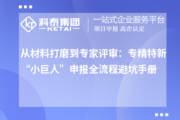 從材料打磨到專家評審:專精特新“小巨人”申報全流程避坑手冊