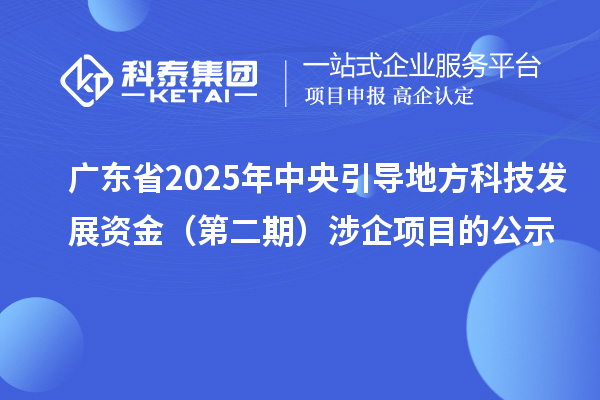 廣東省2025年中央引導(dǎo)地方科技發(fā)展資金（第二期）涉企項(xiàng)目的公示