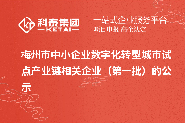 梅州市中小企業(yè)數(shù)字化轉(zhuǎn)型城市試點產(chǎn)業(yè)鏈相關(guān)企業(yè)（第一批）的公示