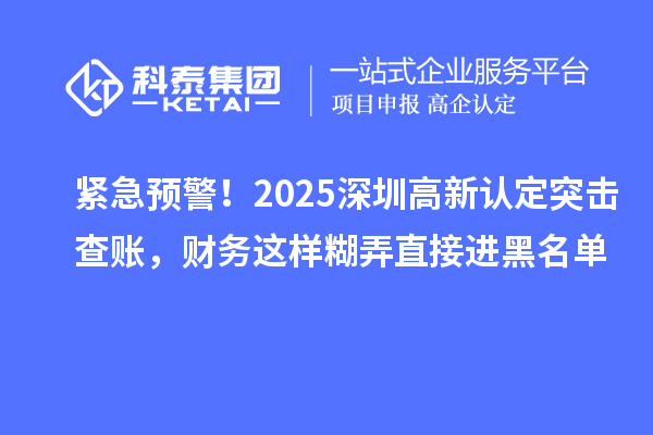 緊急預警！2025深圳高新認定突擊查賬，財務這樣糊弄直接進黑名單